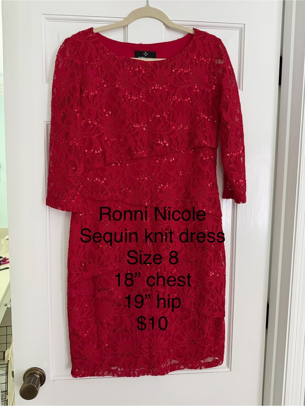 Ronni Nicole Red Sequin Knit Dress